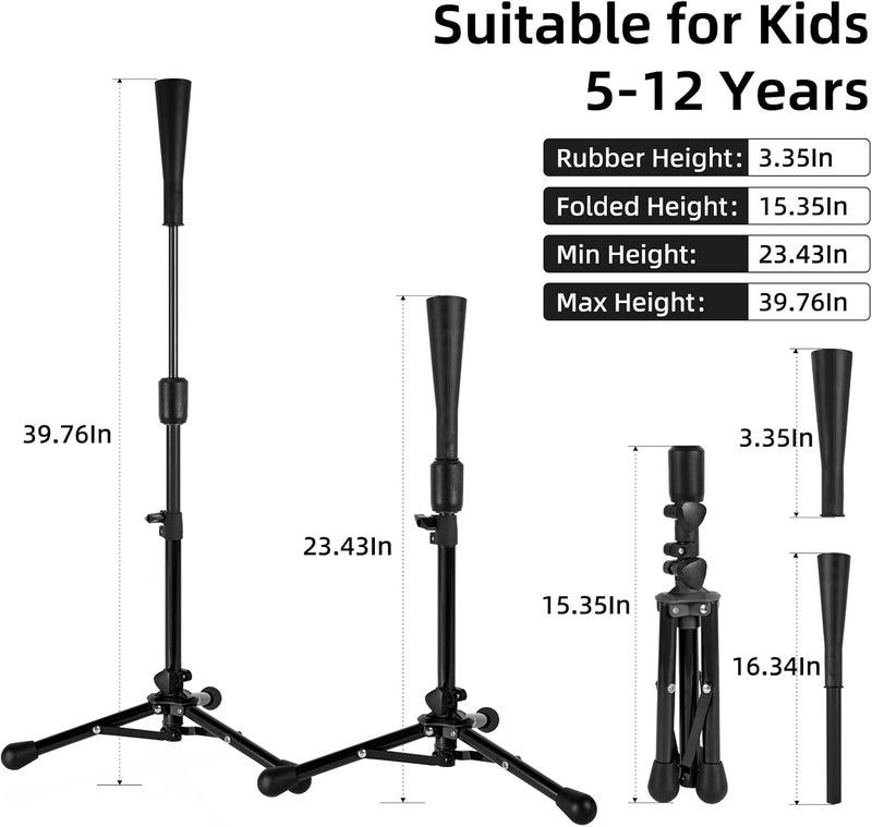 Wiseek 23.5 to 39.76 Inches Baseball Tee for Kids, Batting Tees for Baseball with Carry Bag, Portable Stable Tanner Tee, Baseball Training Equipment Aged 5-12, Softball Tee for Batting and Hitting - Image 2